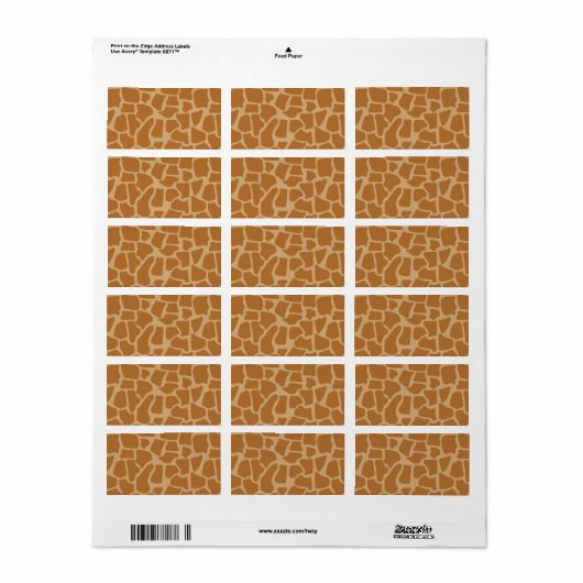 Giraffe Patroon afdrukken Etiket (Full Sheet)