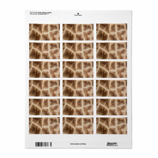 Giraffe patroon etiket (Full Sheet)