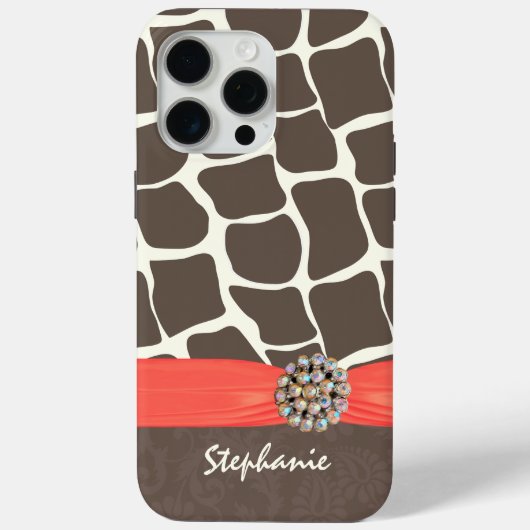 Giraffe Patroon Gedrukt lint en rohineston Case-Mate iPhone Case (Achterkant)