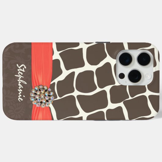 Giraffe Patroon Gedrukt lint en rohineston Case-Mate iPhone Case (Achterkant (horizontaal))