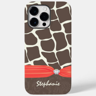 Giraffe Patroon Gedrukt lint en rohineston Case-Mate iPhone 14 Pro Max Hoesje