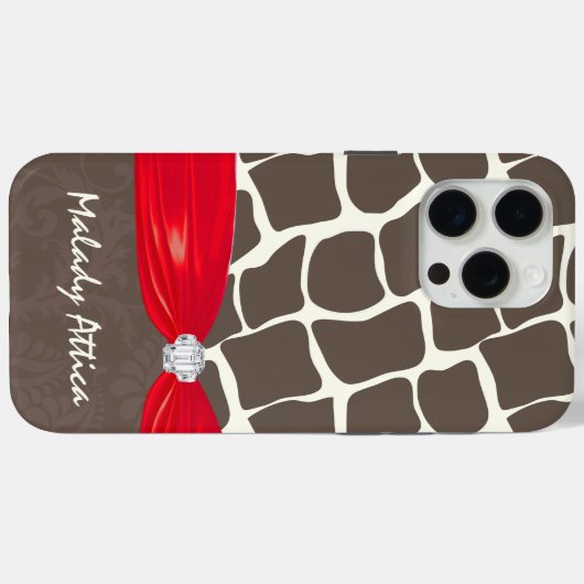 Giraffe Patroon Gedrukt Lint Faux Crystal Case-Mate iPhone Case (Achterkant (horizontaal))