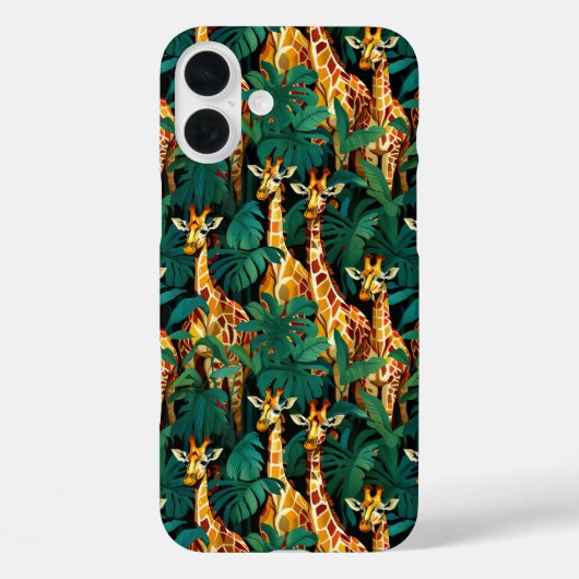 Giraffe-patroon in een groene bladrijke jungle Case-Mate iPhone case (Achterkant)