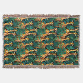 Giraffe Patroon in een groene bladvormige Oerwoud Deken (Voorkant)