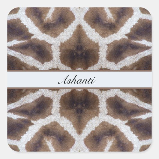 Giraffe patroon safari stijl aanpasbaar vierkante sticker (Voorkant)
