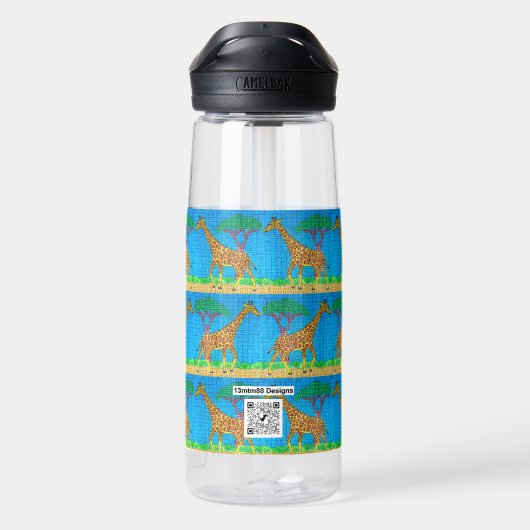 Giraffe (patroon) - Waterfles (Achterkant)