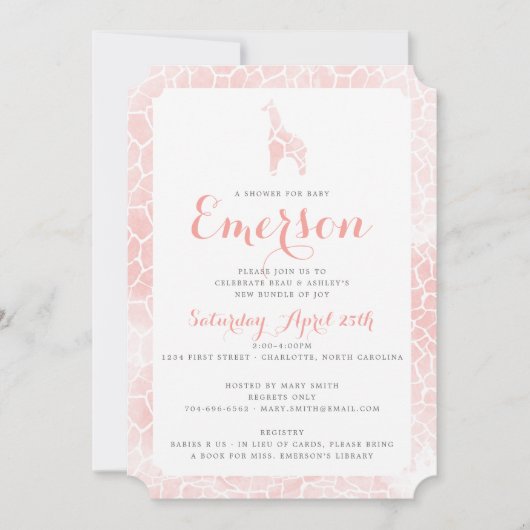 Giraffe Patroon Waterverf Structuur Baby shower Kaart (Voorkant)