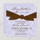Giraffe Pattern Baby shower nodigt uit met Brown B Kaart (Voorkant / Achterkant)