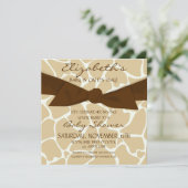 Giraffe Pattern Baby shower nodigt uit met Brown B Kaart (Staand voorkant)