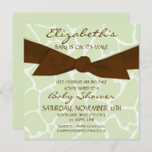 Giraffe Pattern Baby shower nodigt uit met Brown B Kaart (Voorkant / Achterkant)