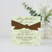 Giraffe Pattern Baby shower nodigt uit met Brown B Kaart (Staand voorkant)