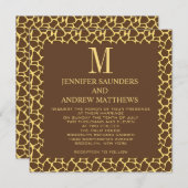 Giraffe Pattern Wedding Invitation met Monogram Kaart (Voorkant / Achterkant)
