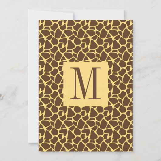 Giraffe Pattern Wedding Invitation met Monogram Kaart (Achterkant)