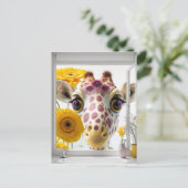 Giraffe Peeks in het Venster Briefkaart (Staand voorkant)