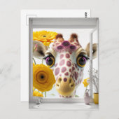 Giraffe Peeks in het Venster Briefkaart (Voorkant / Achterkant)
