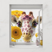 Giraffe Peeks in het Venster Briefkaart (Voorkant)