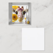 Giraffe Peeks in het Venster Vierkante Visitekaartje (Voorkant / Achterkant)