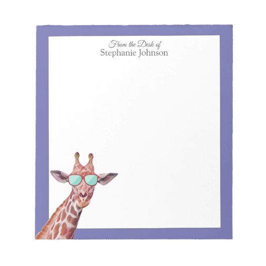 Giraffe Peri Paars monogram van de bureau van Notitieblok (Voorkant)