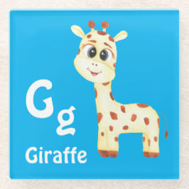 Giraffe personaliseren ABC: Letter G - Jouw namen  Glazen Onderzetter