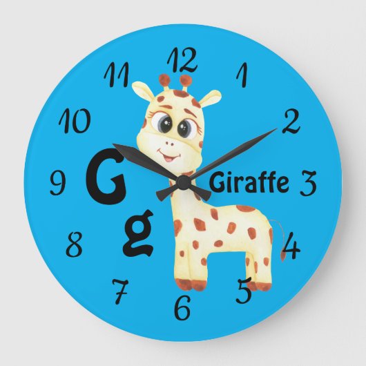 Giraffe personaliseren ABC: Letter G - Jouw namen Grote Klok (Voorkant)