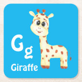Giraffe personaliseren ABC: Letter G - Jouw namen  Kartonnen Onderzetters (Voorkant)