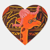 Giraffe Pet Art Print Hart Sticker (Voorkant)