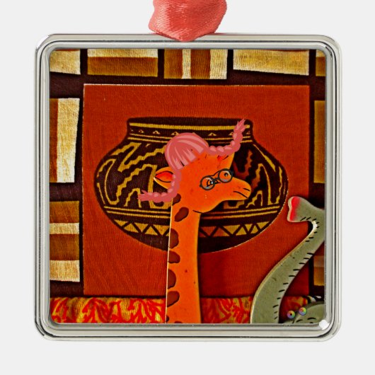 Giraffe Pet Art Print Metalen Ornament (Voorkant)