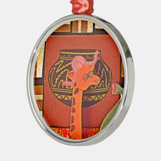 Giraffe Pet Art Print Metalen Ornament (Links)