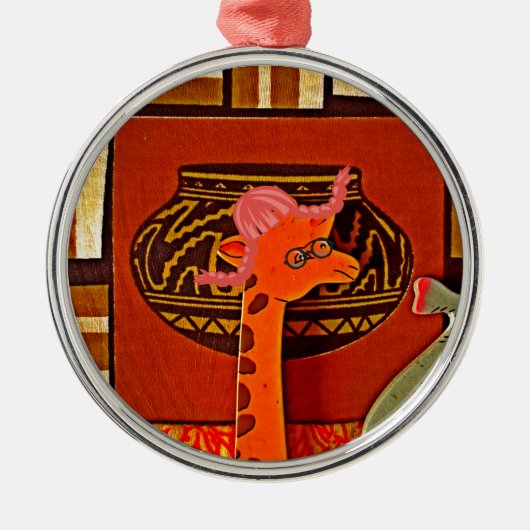 Giraffe Pet Art Print Metalen Ornament (Voorkant)