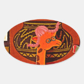 Giraffe Pet Art Print Ovale Sticker (Voorkant)