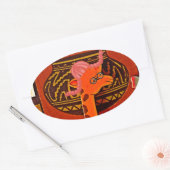 Giraffe Pet Art Print Ovale Sticker (Envelop)