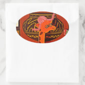 Giraffe Pet Art Print Ovale Sticker (Tas)