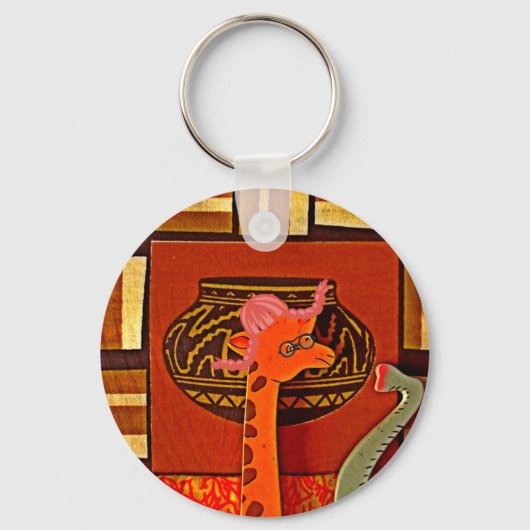 Giraffe Pet Art Print Sleutelhanger (Voorkant)
