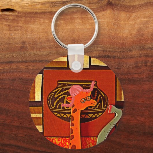 Giraffe Pet Art Print Sleutelhanger (Voorkant)