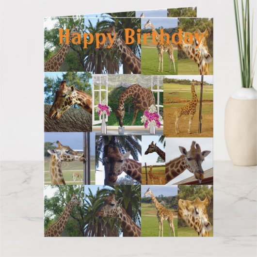 Giraffe Photo Collage, Jumbo Birthday Kaart (Voorkant)