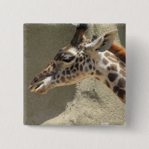 Giraffe Pin Vierkante Button 5,1 Cm
