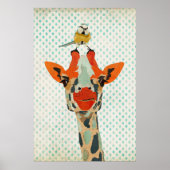 Giraffe pingelen en Poster voor kleine vogelkunst (Voorkant)