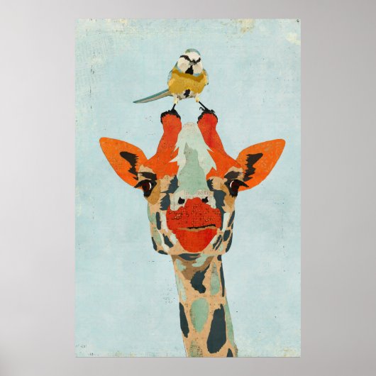 Giraffe pingelen en Poster voor kleine vogelkunst (Voorkant)