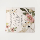 Giraffe Pink Floral Girl 1 Birthday Welkom Wandkleed (Voorkant (horizontaal))