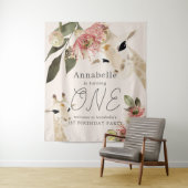 Giraffe Pink Floral Girl 1 Birthday Welkom Wandkleed (In situ)