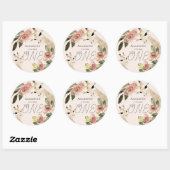 Giraffe Pink Floral Girl 1e verjaardag Ronde Sticker (Vel)