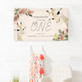 Giraffe Pink Floral Girl 1st Birthday Spandoek (Insitu)