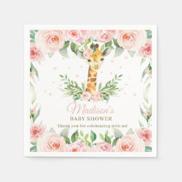 Giraffe Pink Floral Girl Baby shower Birthday Servet