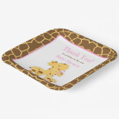 Giraffe Pink Girl Baby shower Papieren Bordje (Gebogen)