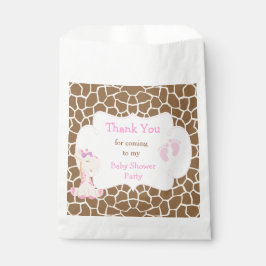 Giraffe Pink Girl Baby shower Party Bedankzakje