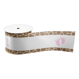 Giraffe Pink Girl Baby shower Satijnen Lint