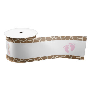 Giraffe Pink Girl Baby shower Satijnen Lint