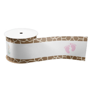 Giraffe Pink Girl Baby shower Satijnen Lint