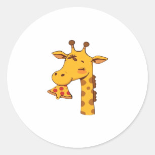 Giraffe pizza eten hamburger schattig gelukkig ver ronde sticker