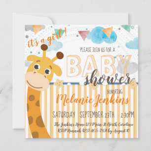 Giraffe plezier helder Baby shower Kaart